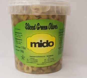 SLICED GREEN OLIVES IN BUCKET 900G