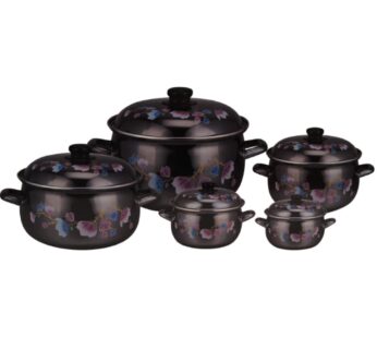 Cooking and Frying Pot Black Flowers 5Pots